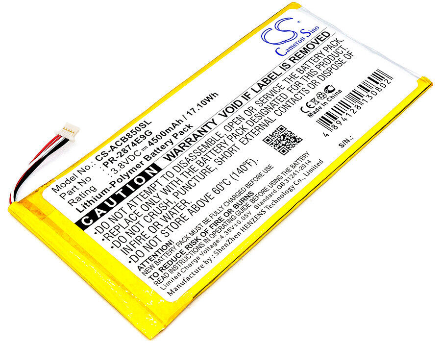 BATTERIE Lipo 1300mAh Tipo PR-2874E9G Per ACER A6001, Iconia One 8 B1-850