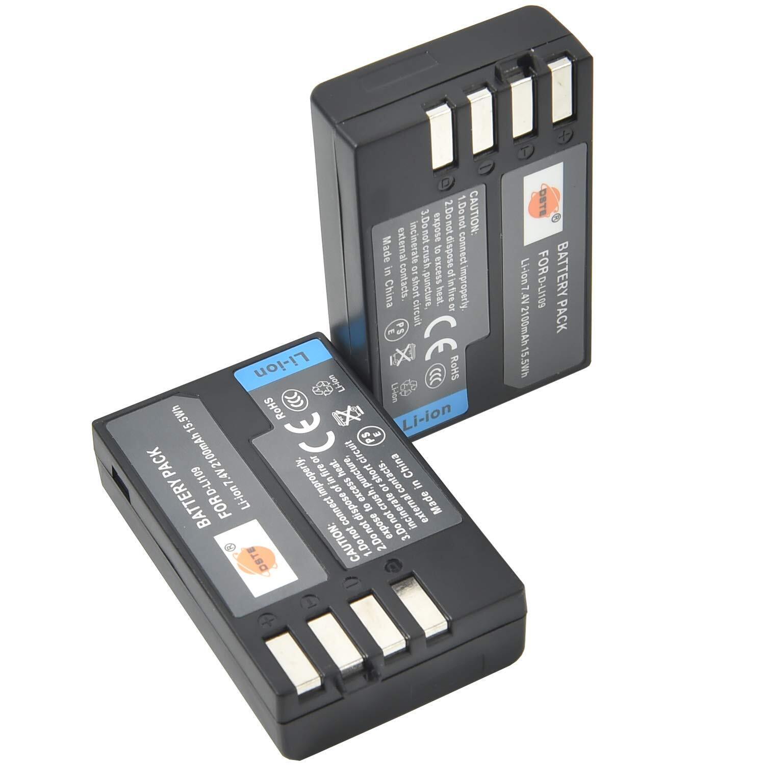 DSTE 2-Pacco Ricambio Batteria per Pentax D-Li109 K-R K-30 K-50 K-500 K-2 K-S...