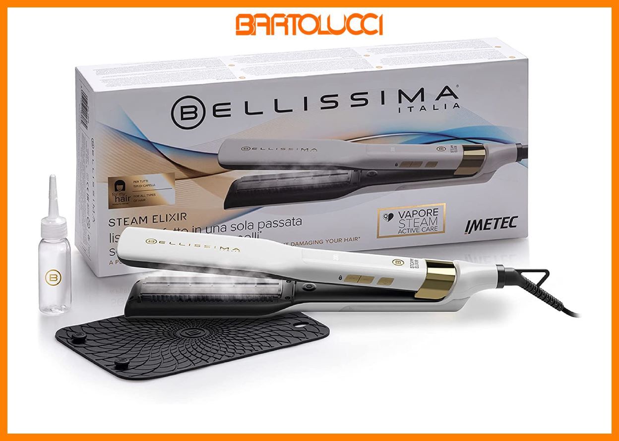 Bellissima Imetec Steam Elixir 11808, Piastra a Vapore, 4 Temperature, Bianco