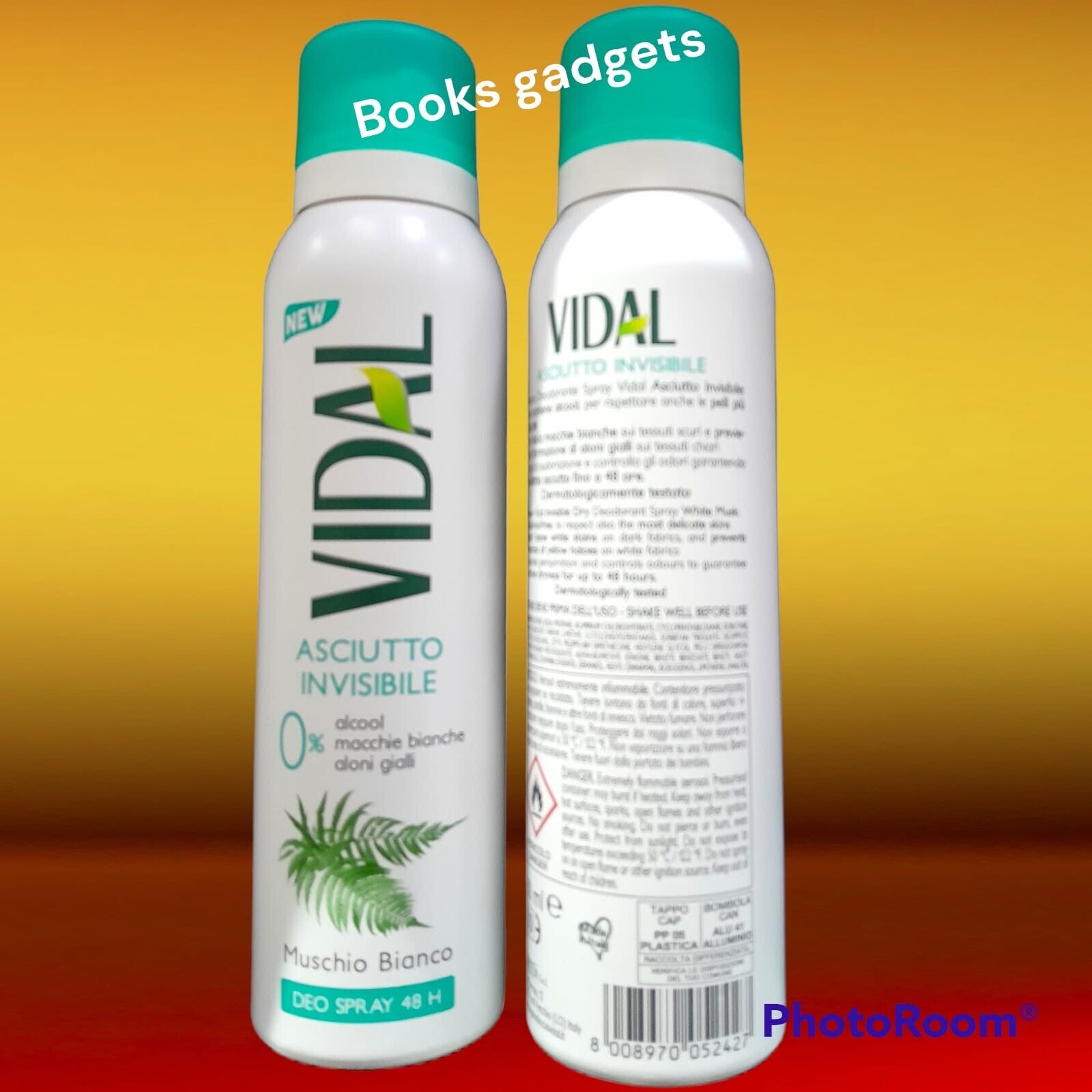 6 Flaconi Vidal Deo Spray Muschio Bianco Asciutto Invisibile Deodorante 150ml
