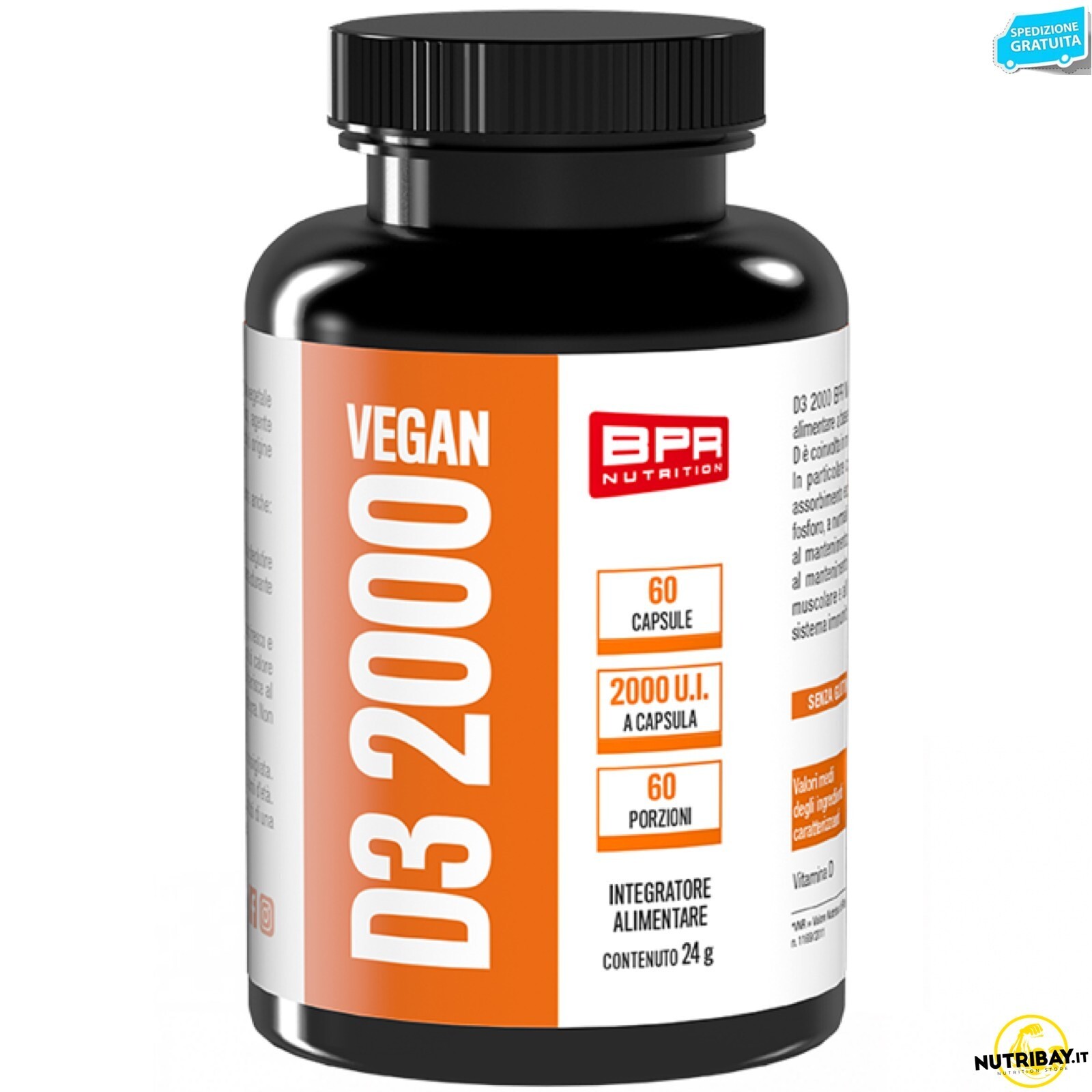 Bpr Nutrition D3 2000 Vegan - 60 caps Vitamina D3 2000 UI