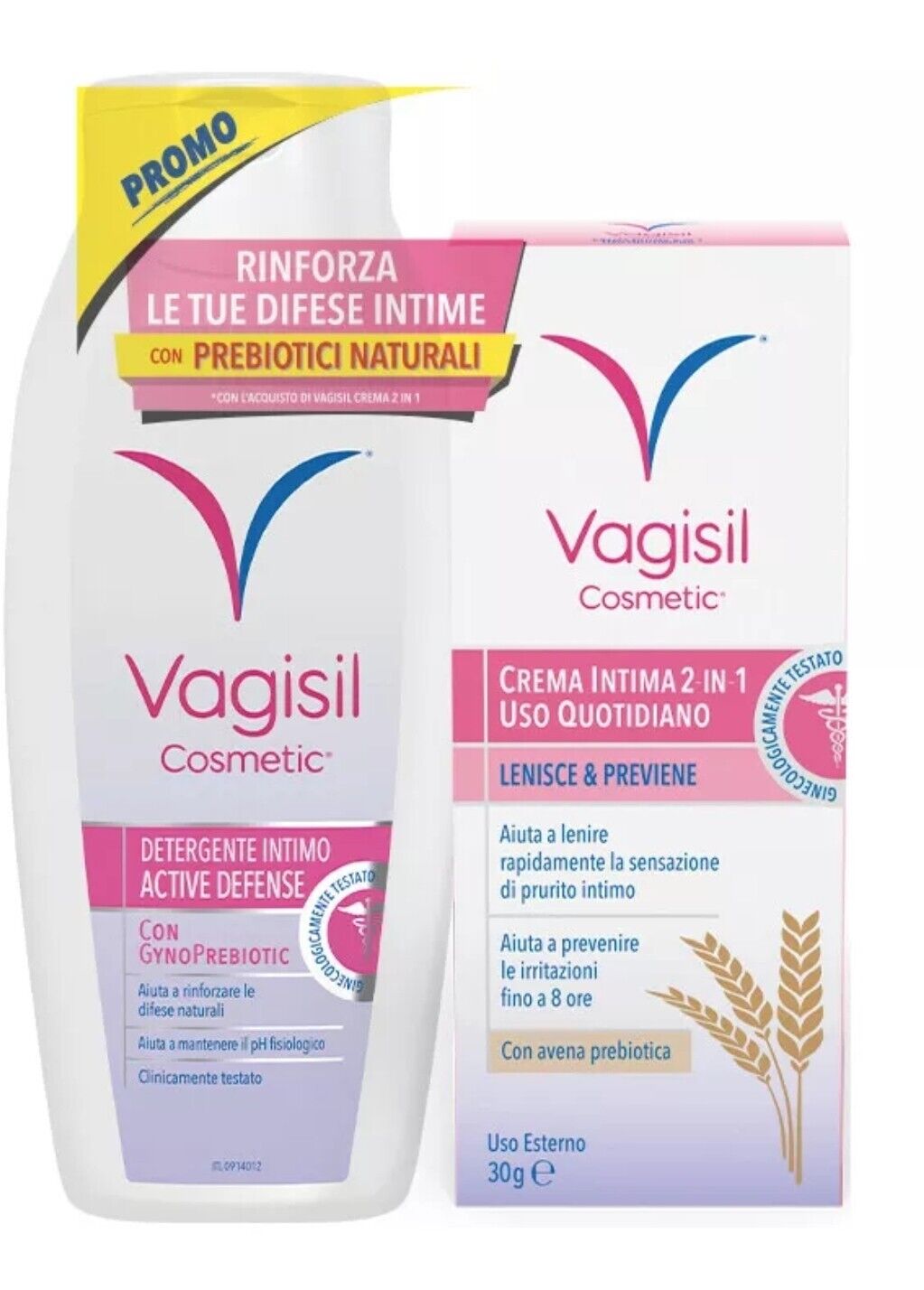 VAGISIL Duo Defense - Detergente intimo 250ml + Crema intima Con AVENA 30gr
