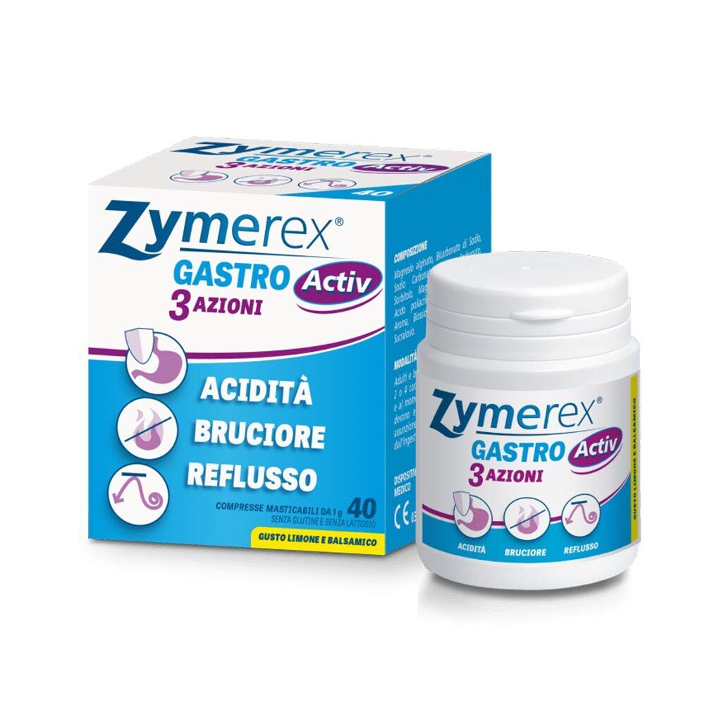 Zymerex Gastro Activ 3 Azioni Dispositivo Medico, 40 compresse masticabili