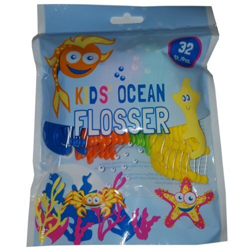 Bambini Ocean Flosser Filo interdentale 1 confezione da 32 pezzi (T1b)