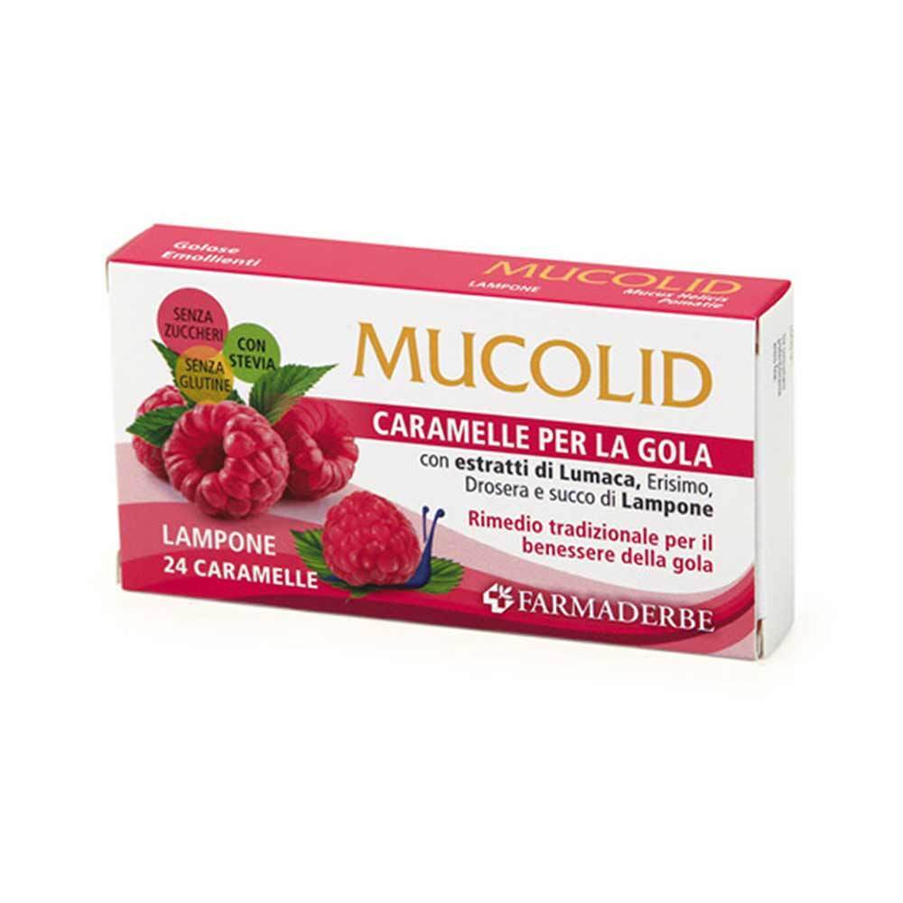 Farmaderbe Mucolid - Bronc Caramelle Gola Gusto Lumaca e Lampone, 24 Caramelle