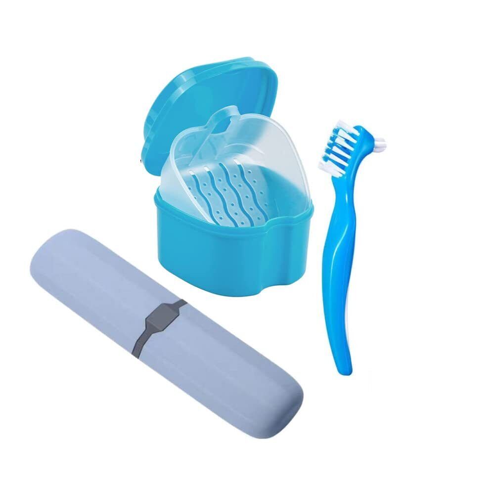 CHUANGOU Denture Care Set, Denture Box, Denture Brushes Denture Baths (o5e)
