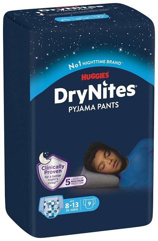 Huggies DryNites Boy Mutandina Assorbente Ragazzi 8-13 Anni 30-48 kg, 9 Pezzi