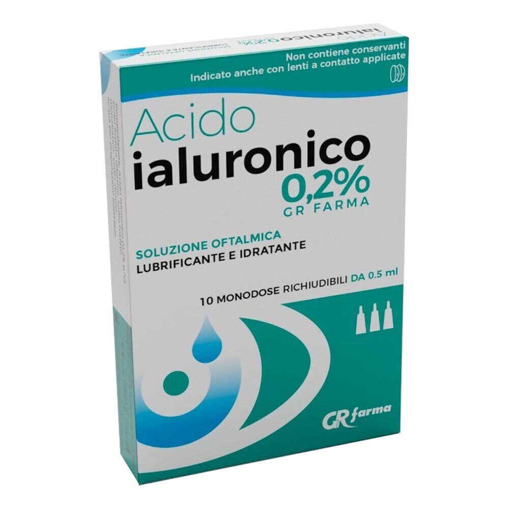 Gr Farma Acido Ialuronico 0,2% Soluzione Ofralmica, 10 flaconcini