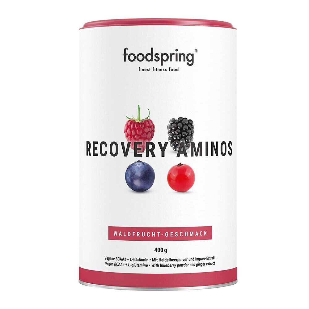 Foodspring Recovery Aminos - Integratore Post Allenamento ai Frutti Rossi, 400g
