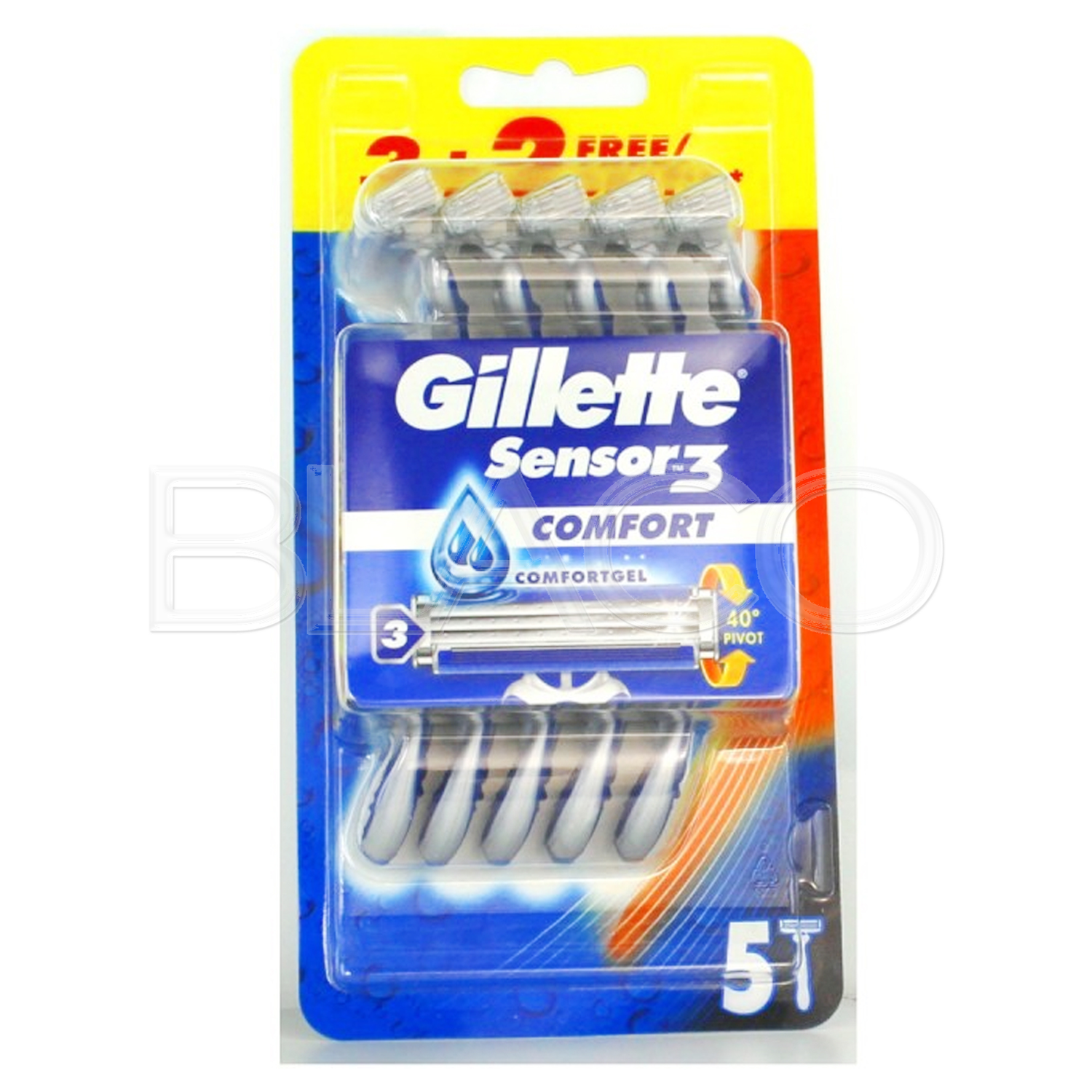 GILLETTE RASOIO UOMO DA BARBA SENSOR 3 COMFORT - CONF DA 5