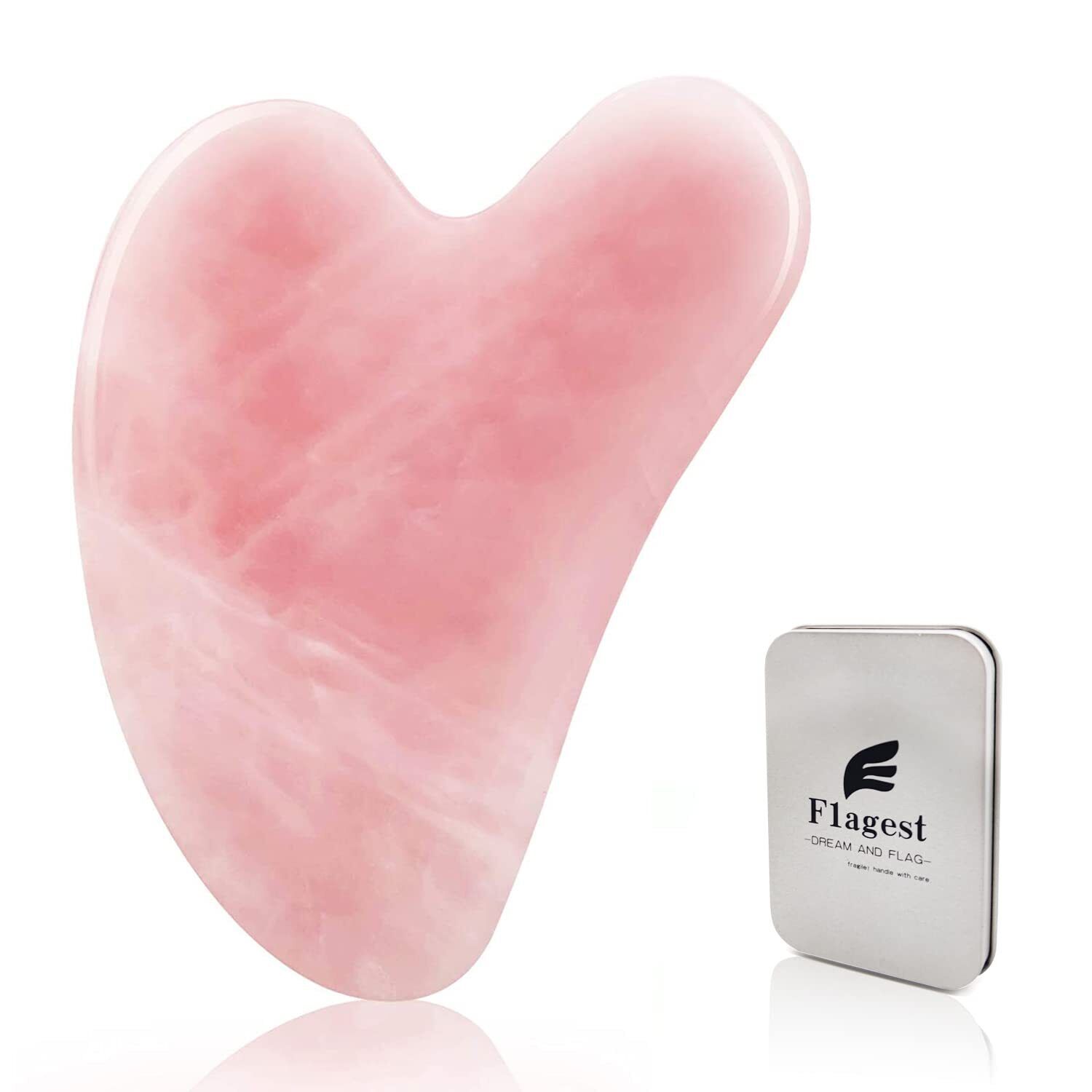 Flagest Gua Sha - Gua Sha Viso - Pietra Gua Sha Giada Quarzo Rosa - (j9G)