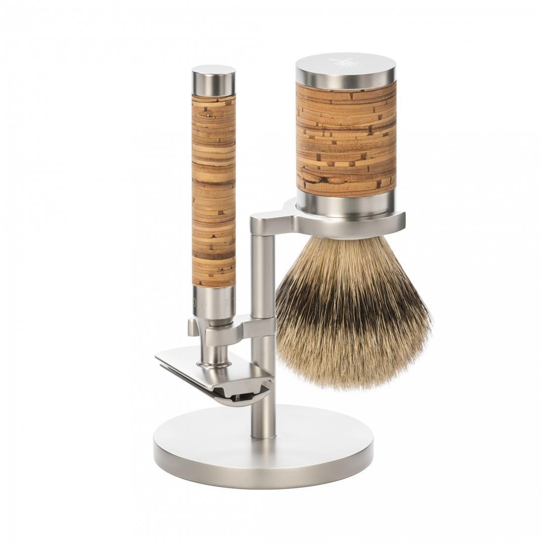 COMPLETO DA BARBA MUHLE ROCCA CORTECCIA DI BETULLA SILVERTIP BIRCH BARK SET