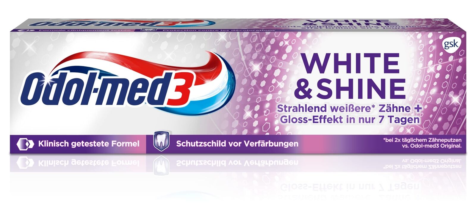 Odol-med 3 dentifricio bianco & shine, sbiancamento dei denti, 75 ml (T6g)