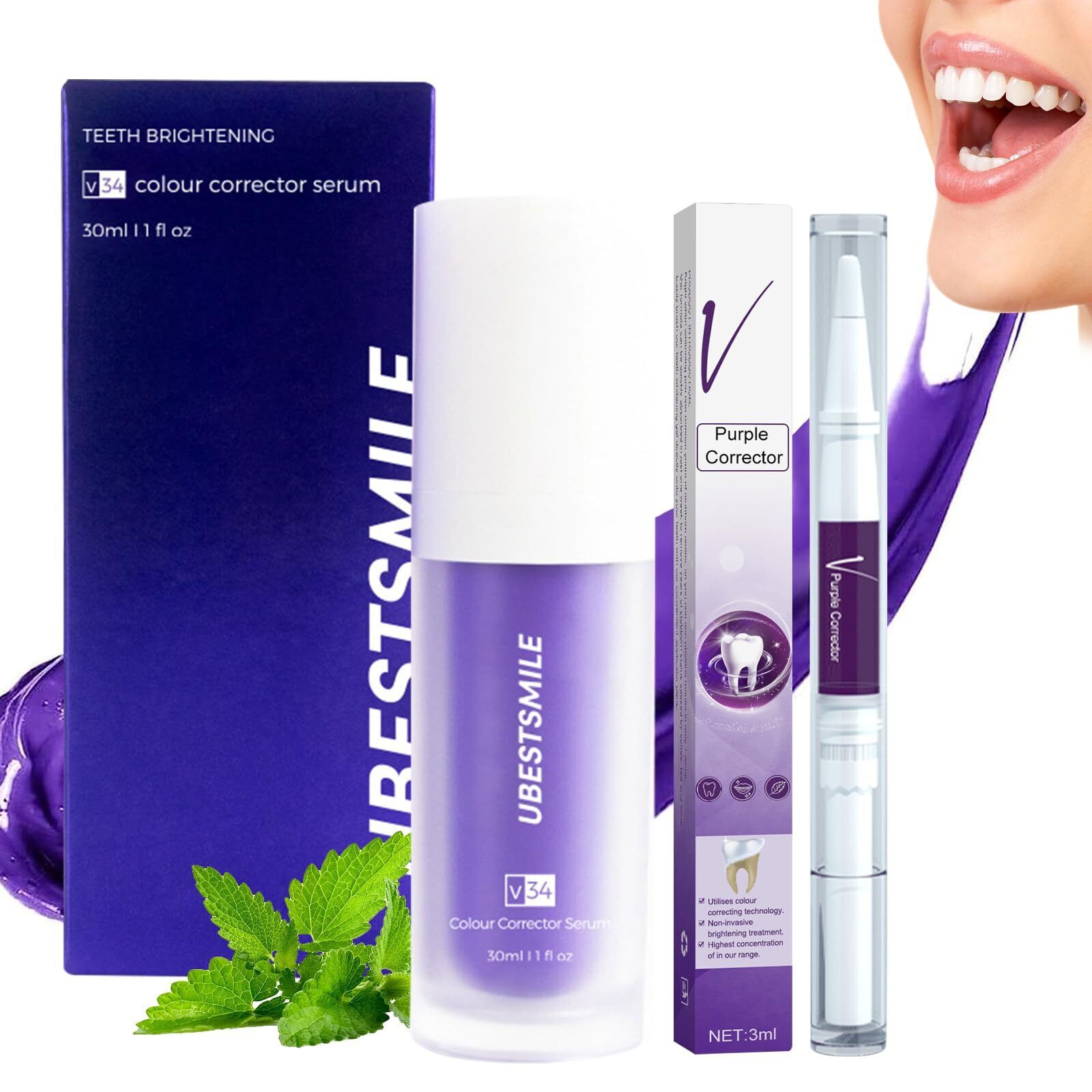 Purple Teeth Whitening Toothpaste 1 Pcs Dentifricio Viola Sbiancante (j5X)