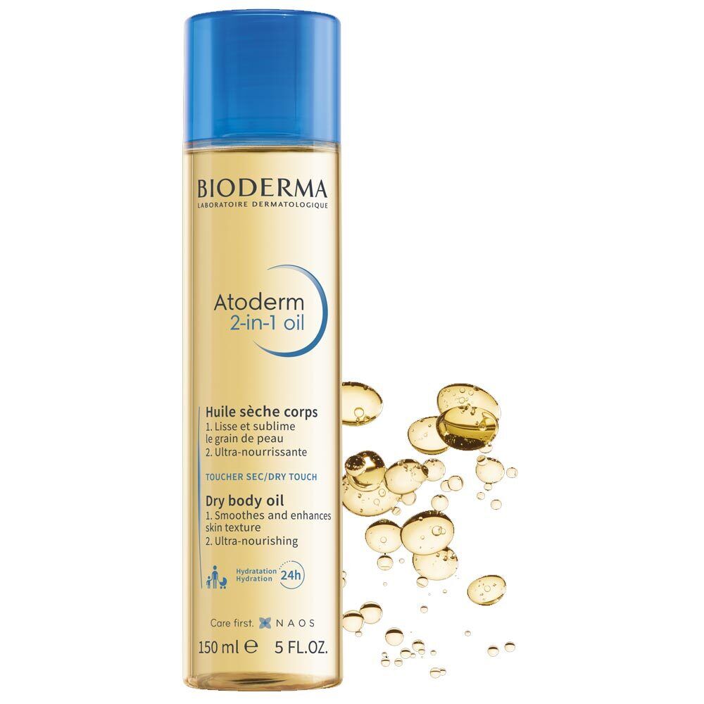 Bioderma Atoderm - 2 in 1 Olio Secco Levigante e Nutriente, 150ml
