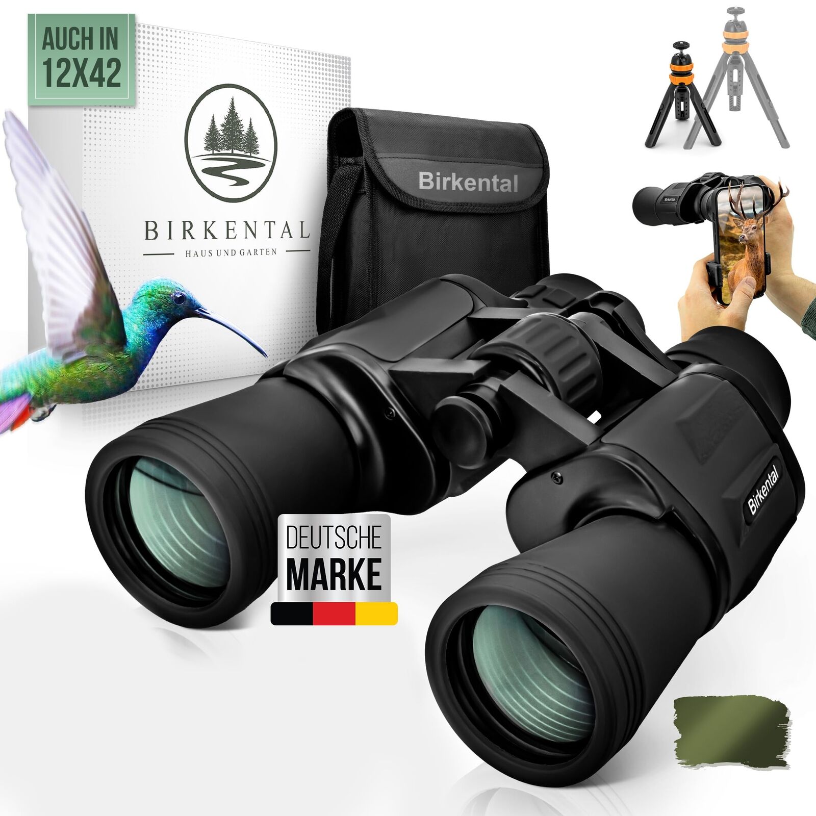 Birkental Binocolo per adulti 10x50 con accessori per principianti e zoom HD ...