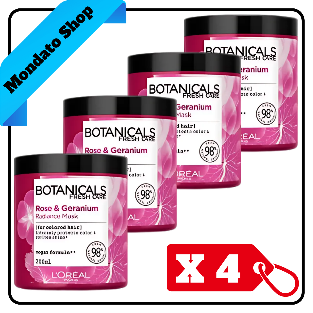 L'OREAL BOTANICALS BALSAMO ROSE & GERANIUM 200ml CAPELLI COLORATI (X4)