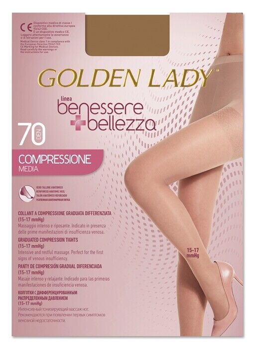 Golden Lady Benessere & Bellezza - Collant 70Den 15-17mmHg Taglia 4L Dorè