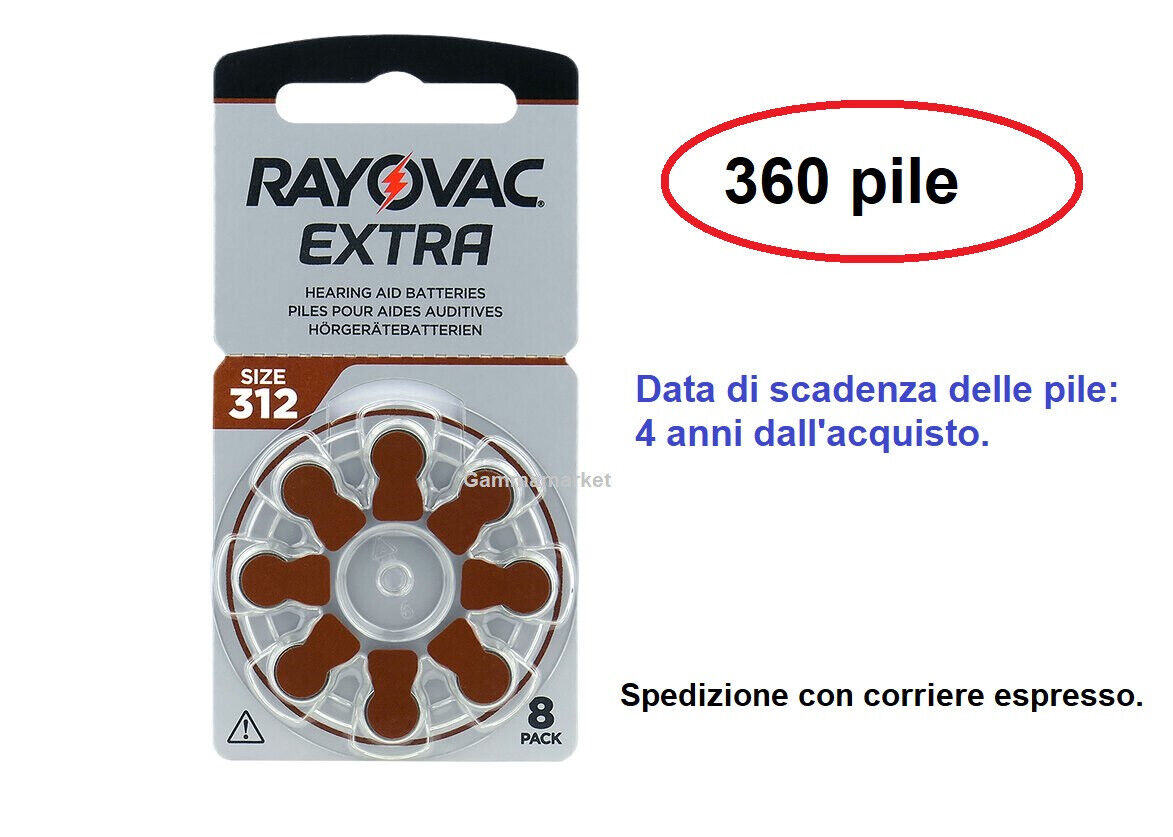 360 pile per apparecchi acustici  RAYOVAC EXTRA 312 Nuovo formato