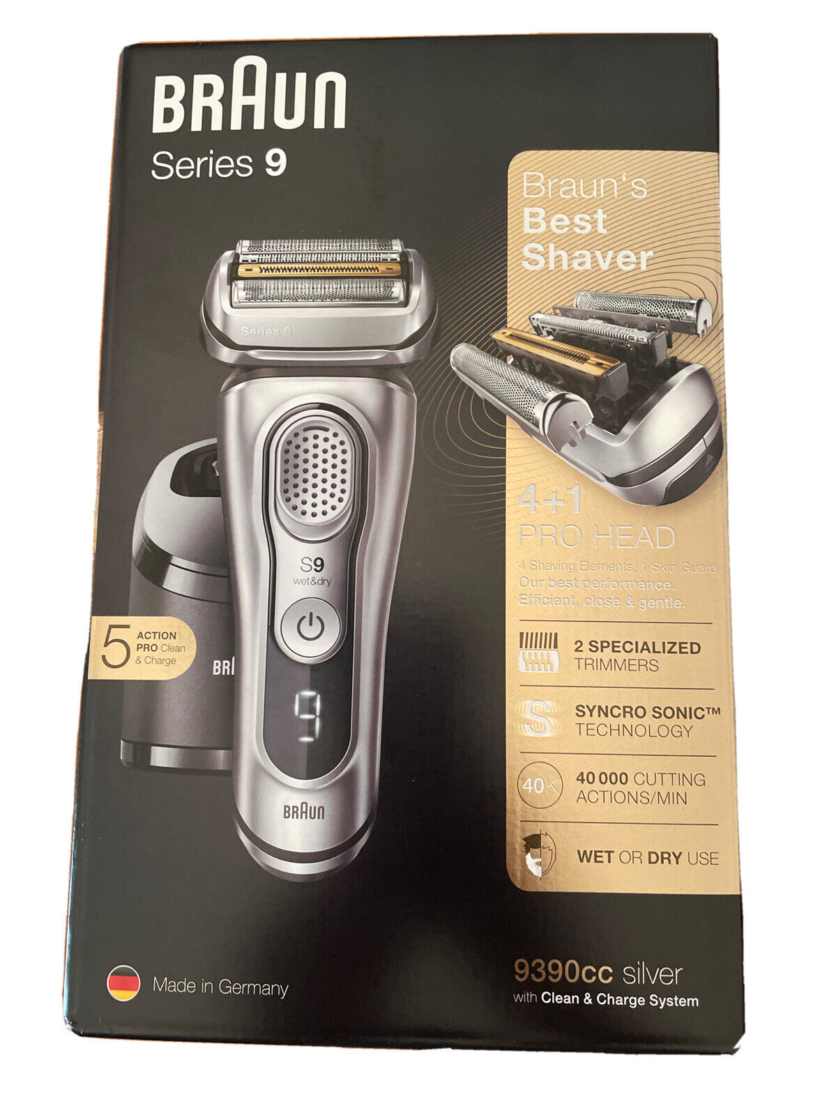 rasoio elettrico barba braun serie9 9390cc silver
