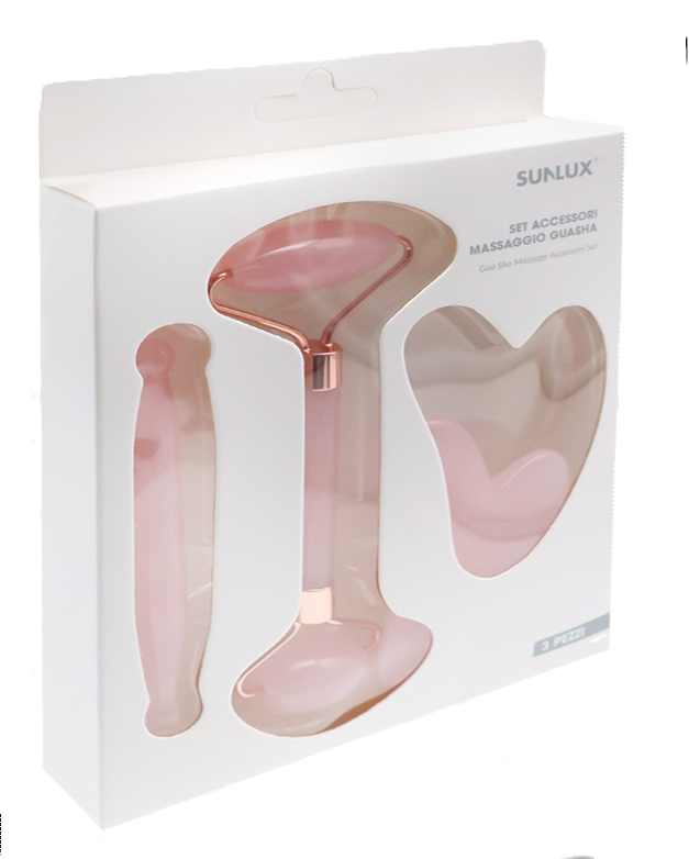 Set accessori massaggio Guasha 3 pezzi rosa