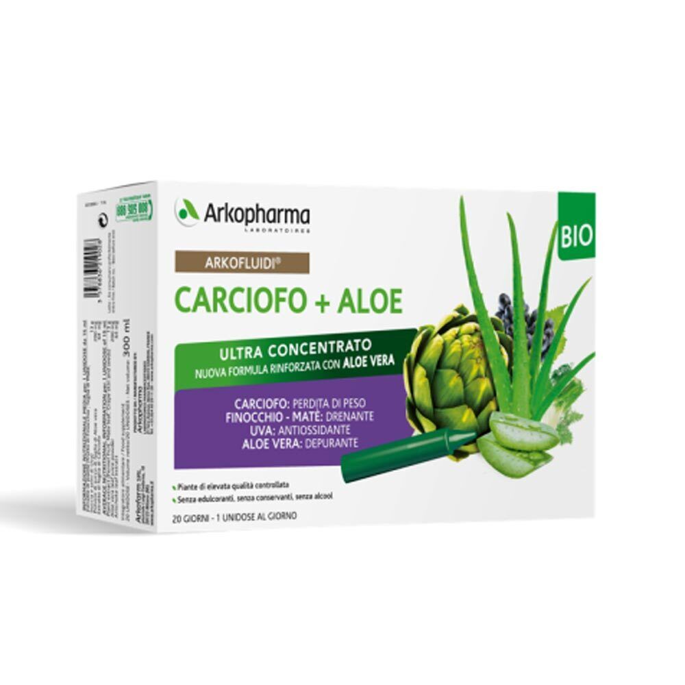 ArkoPharma Arkofluidi - Carciofo + Aloe Vera Ultra Concentrato, 20 flaconcini
