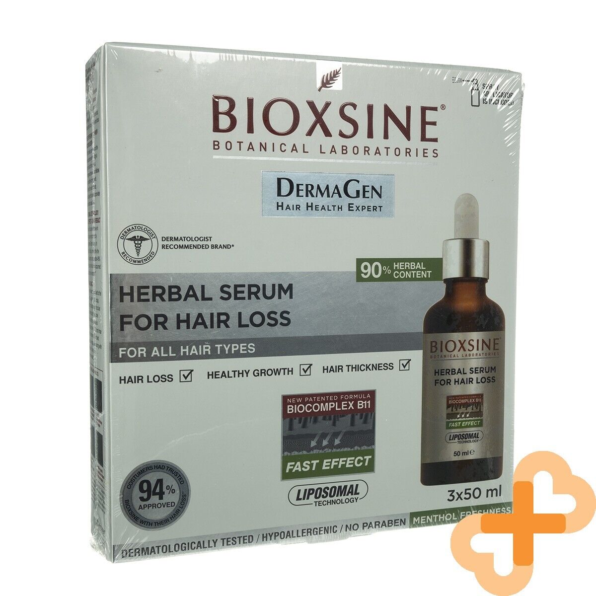 Bioxsine Dermagen Erboristico Siero per Perdita Capelli 3x50 ML Liposomiale All
