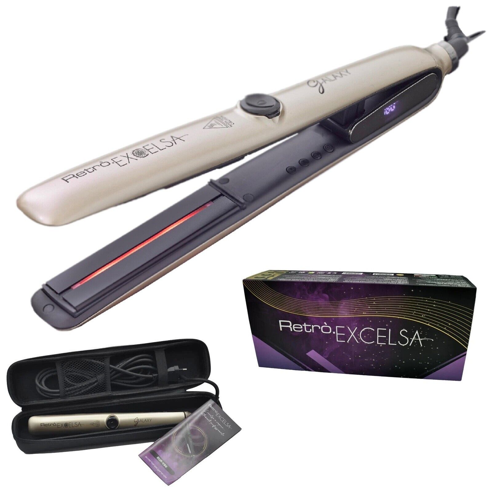 RETRO' UPGRADE EXCELSA GALAXY RUPV86 GOLD PIASTRA CAPELLI PROFESSIONALE A VAPORE