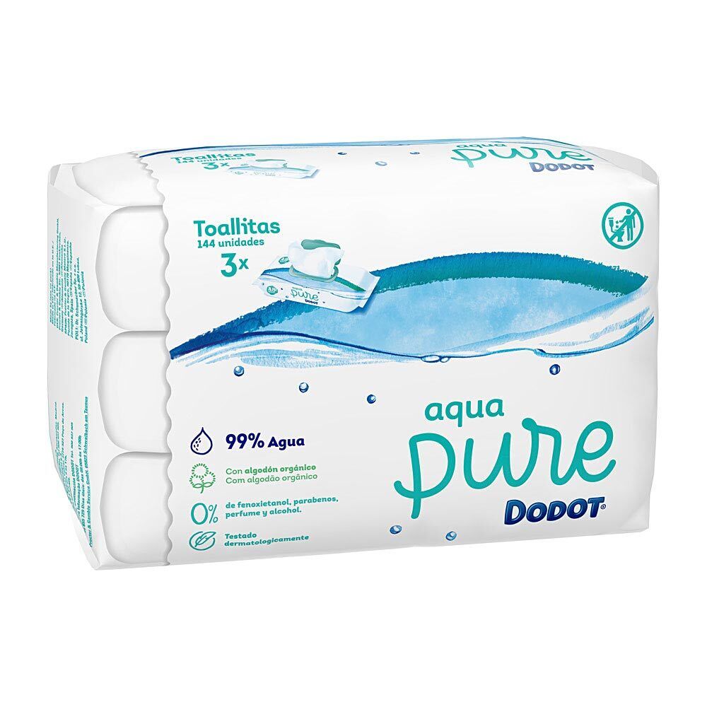 Bambini e neonati Dodot unisex DODOT PURE 99% agua toallitas húmedas 144 u