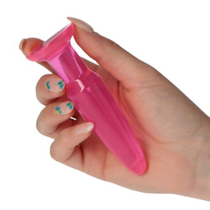 Plug anale rosa con ventosa mini fallo morbido dilatatore anal butt piccolo sexy