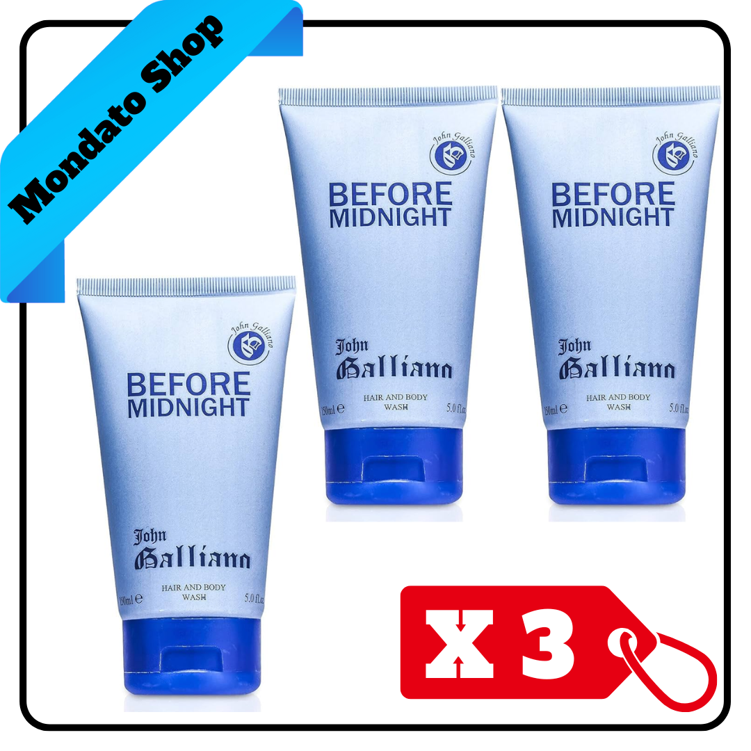JOHN GALLIANO HAIR & BODY WASH BEFORE MIDNIGHT 150ml (X3)