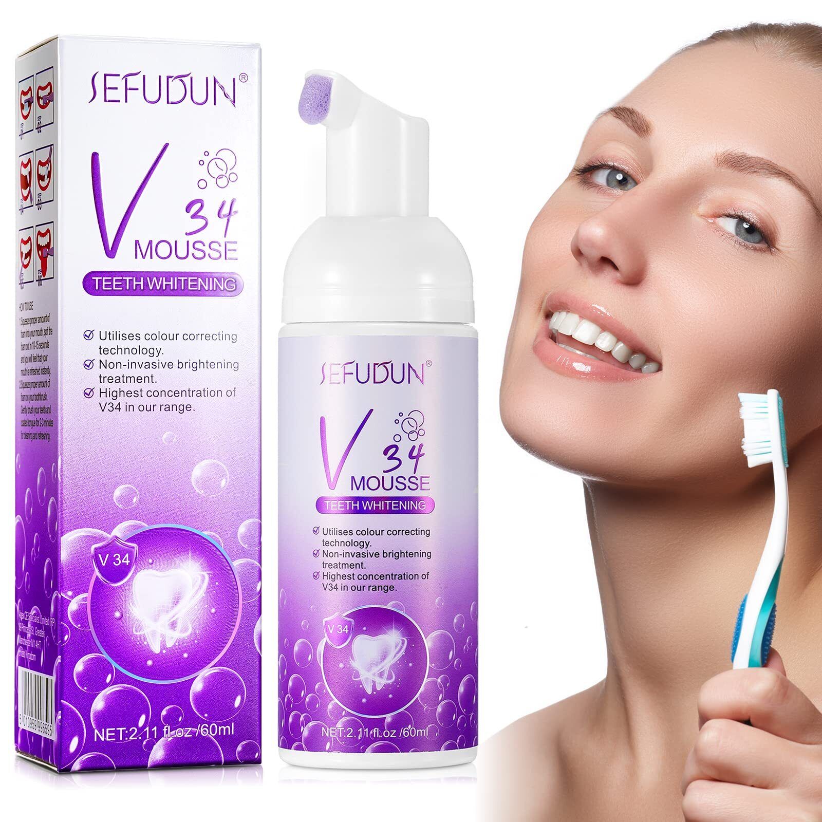 Purple Teeth Whitening Toothpaste, V34, dentifricio bianco denti (J8C)