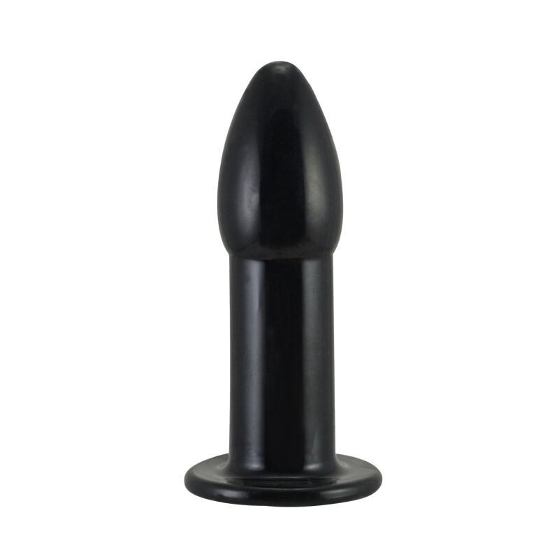 Plug anale allarga sfintere stimolante unisex in tpe nero base larga