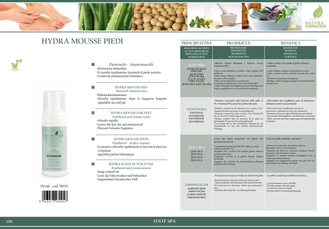 Byotea rapid Hydra mousse piedi 150 ml pantenolo amminoacidi
