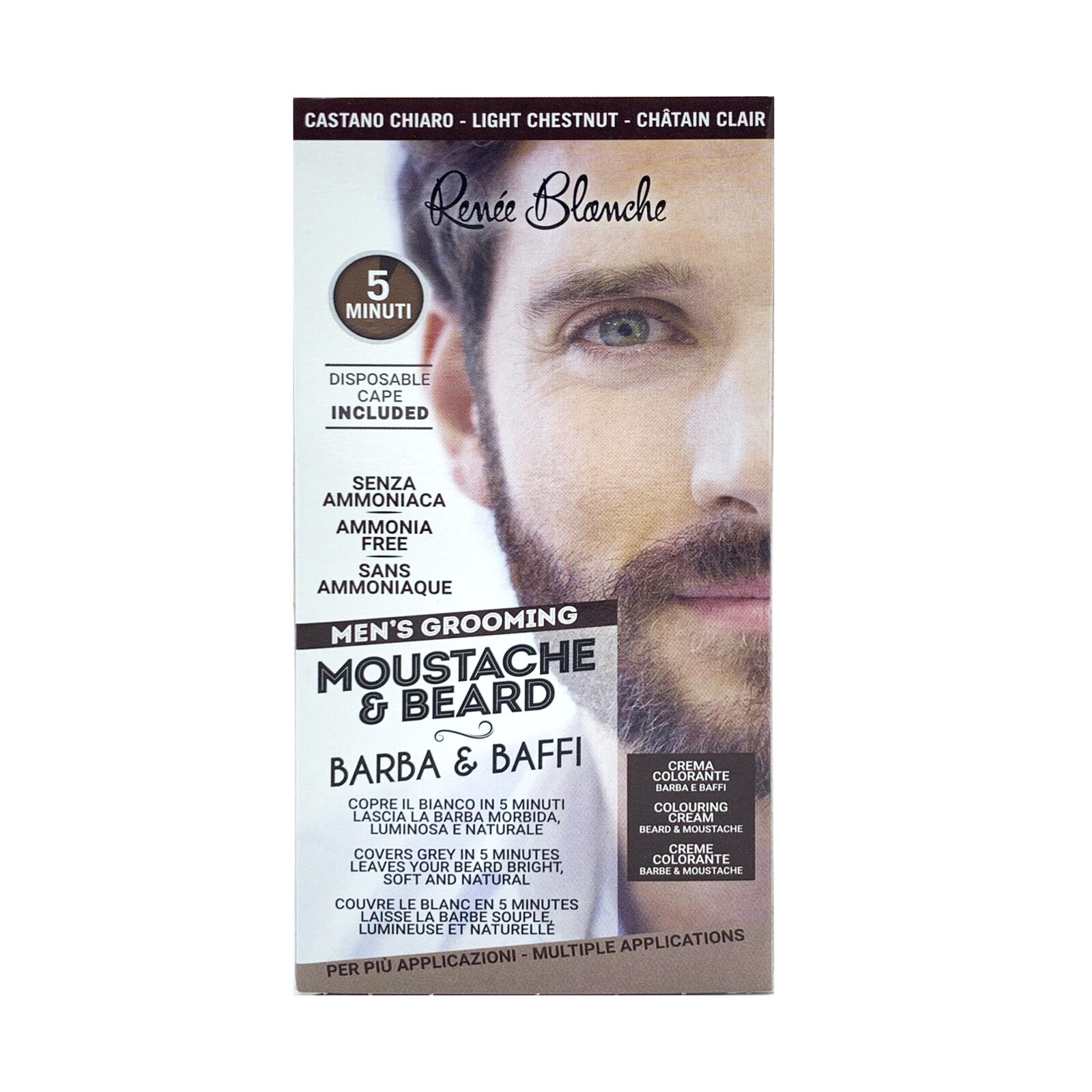 Renee Blanche Colore Barba Baffi No Ammoniaca Tinta Castano Chiaro 5min 2x20ml