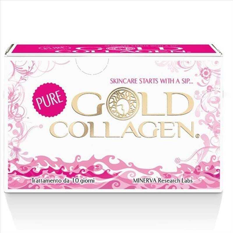 Minerva Research Labs Pure Gold Collagen Integratore 10 Flaconcini