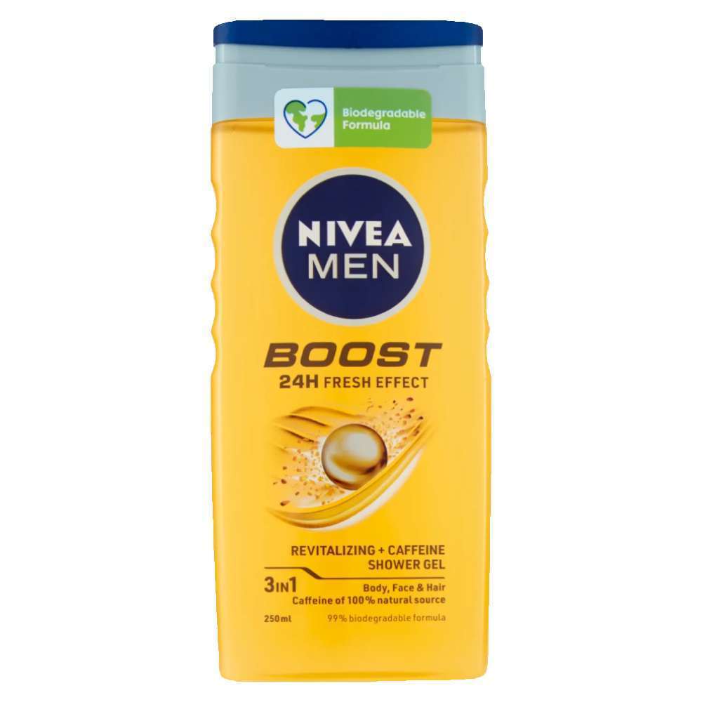 Nivea Men Boost 24H Fresh Effect Bagnoschiuma con Caffeina 3in1 250ml
