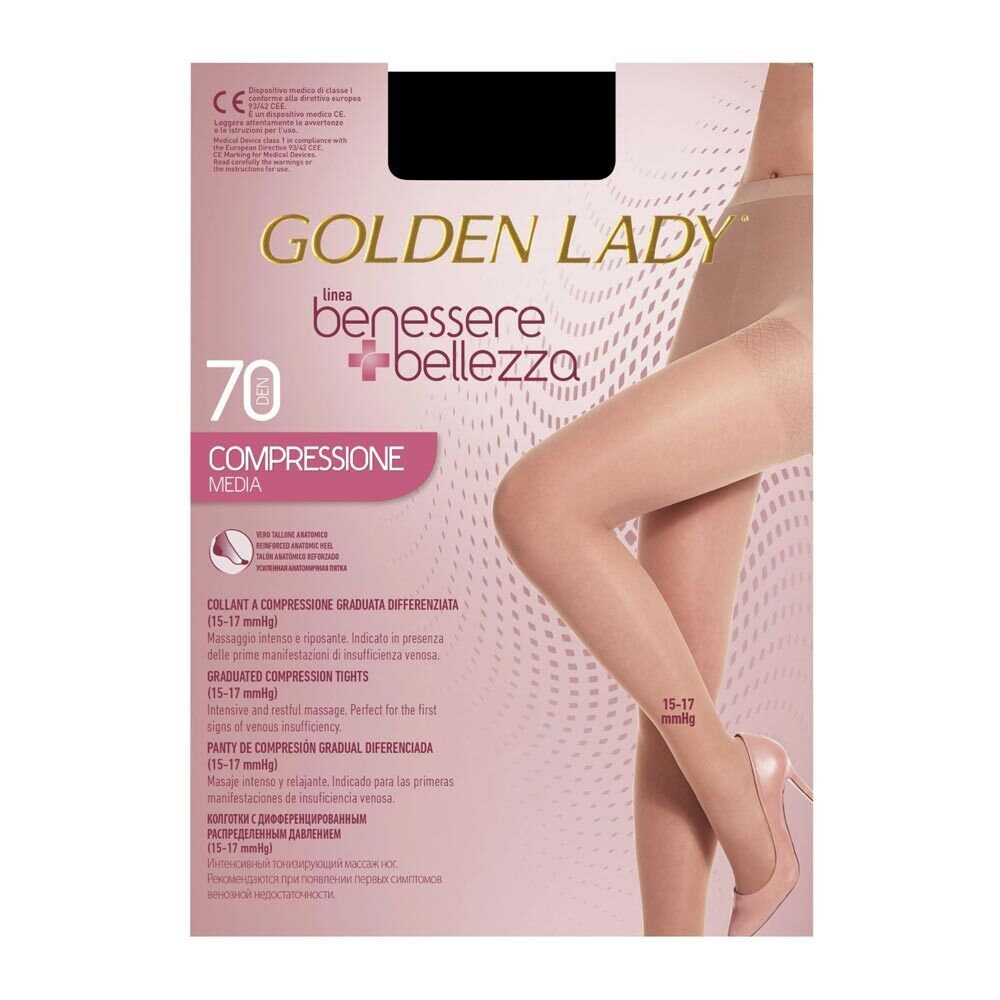 Golden Lady Benessere & Bellezza - Collant 70Den 15-17mmHg Taglia 2S Nero