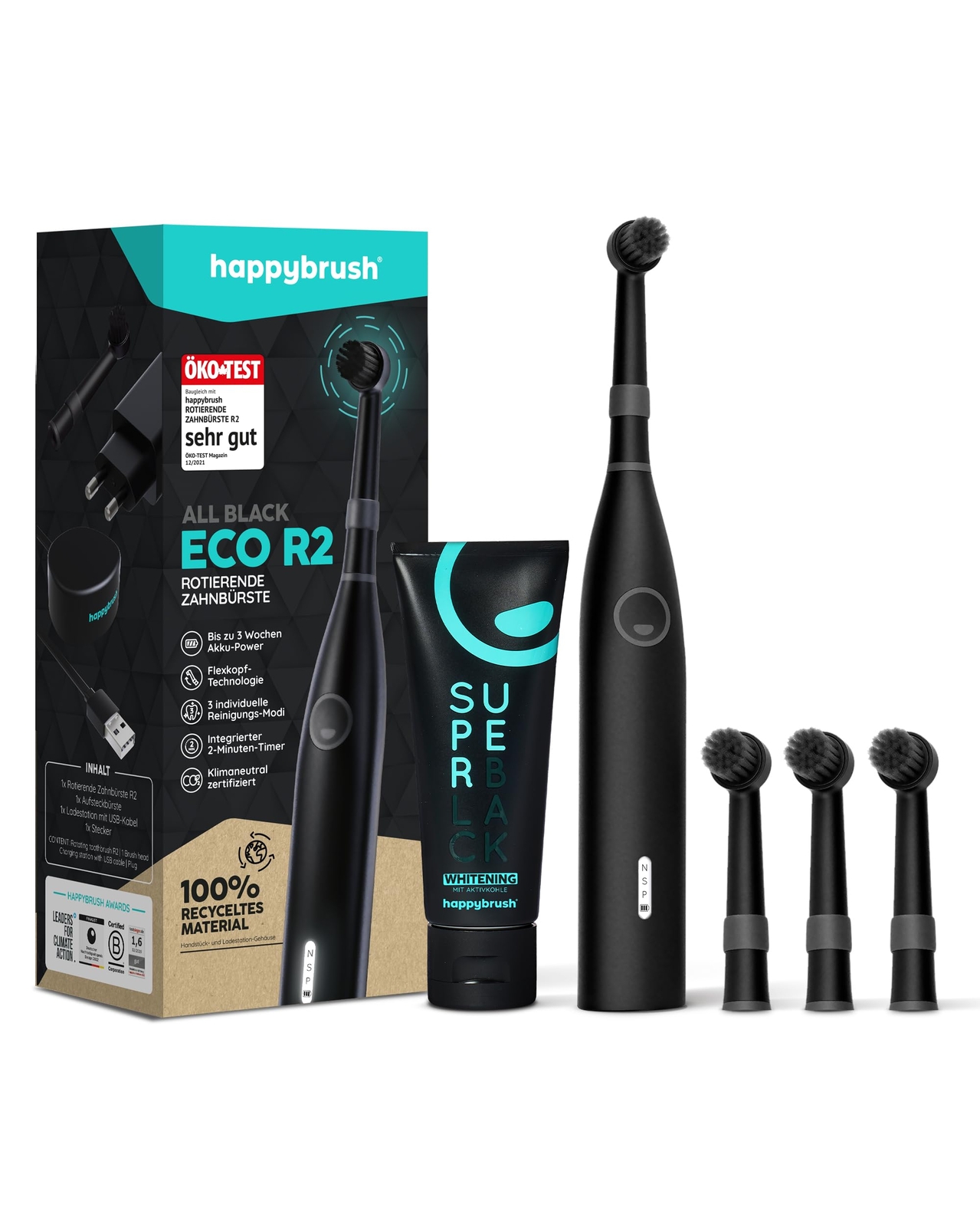 happybrush spazzolino elettrico ECO R2 Vincitore del test Ökotest (Z8z)