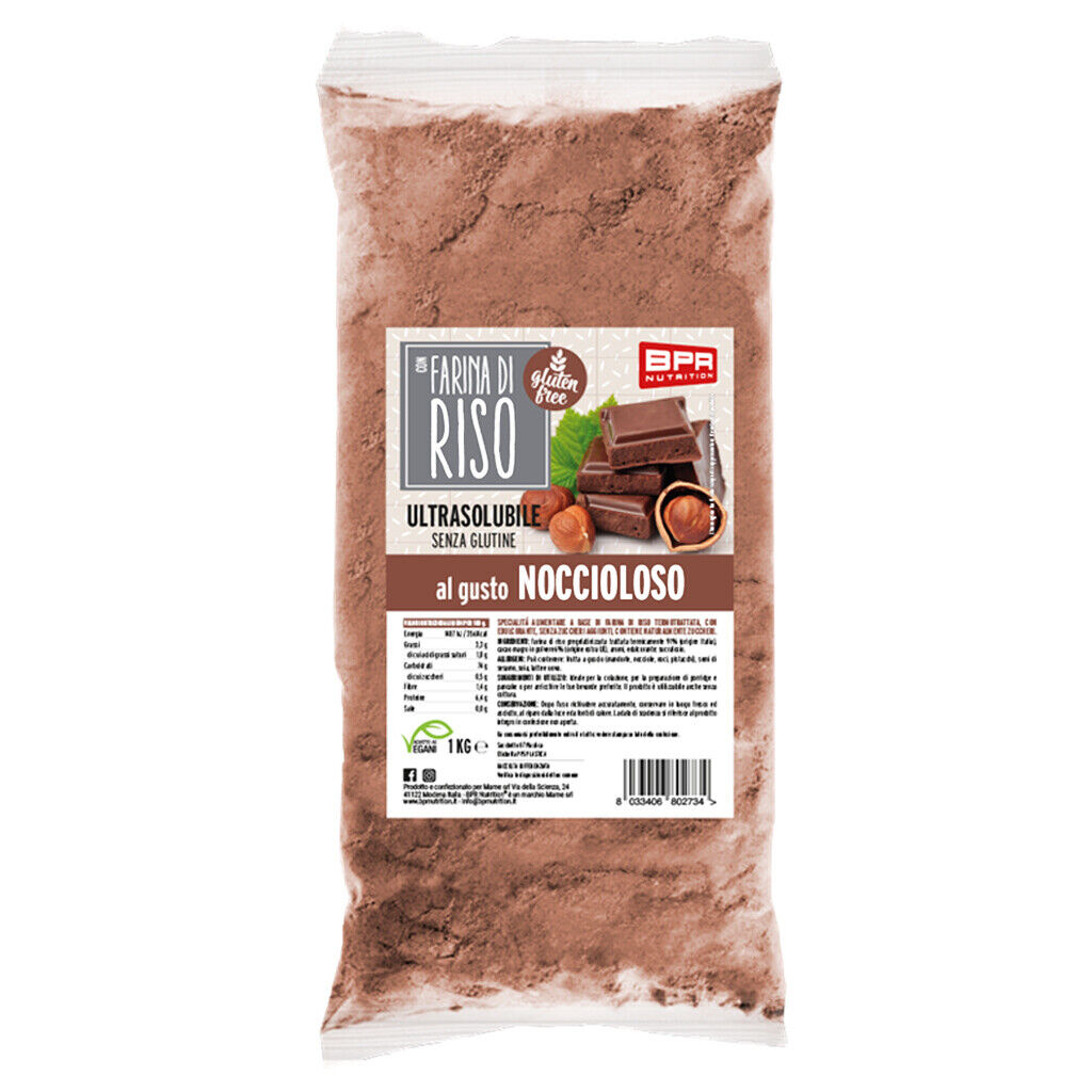 BPR NUTRITION FARINA DI RISO SENZA GLUTINE AROMATIZZATA 1 KG Noccioloso