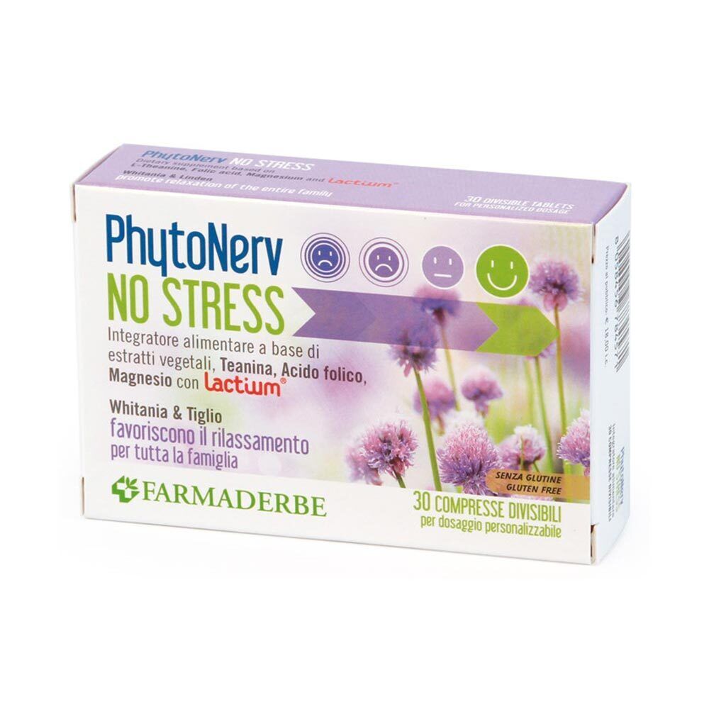 Farmaderbe PhytoNerv - No Stress Integratore Alimentare, 30 Compresse