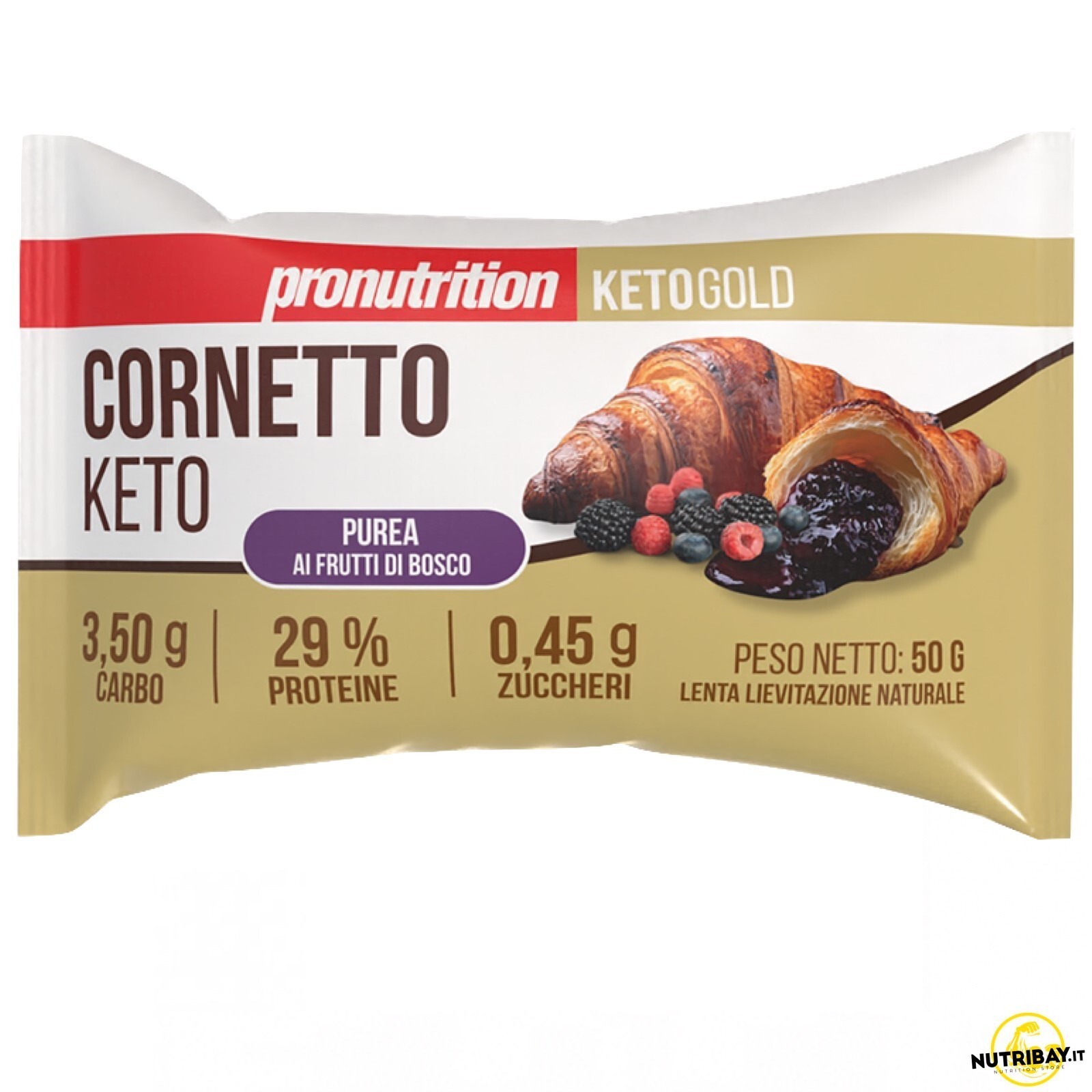Pronutrition Cornetto Keto Purea ai Frutti di Bosco - 1 cornetto da 50 gr