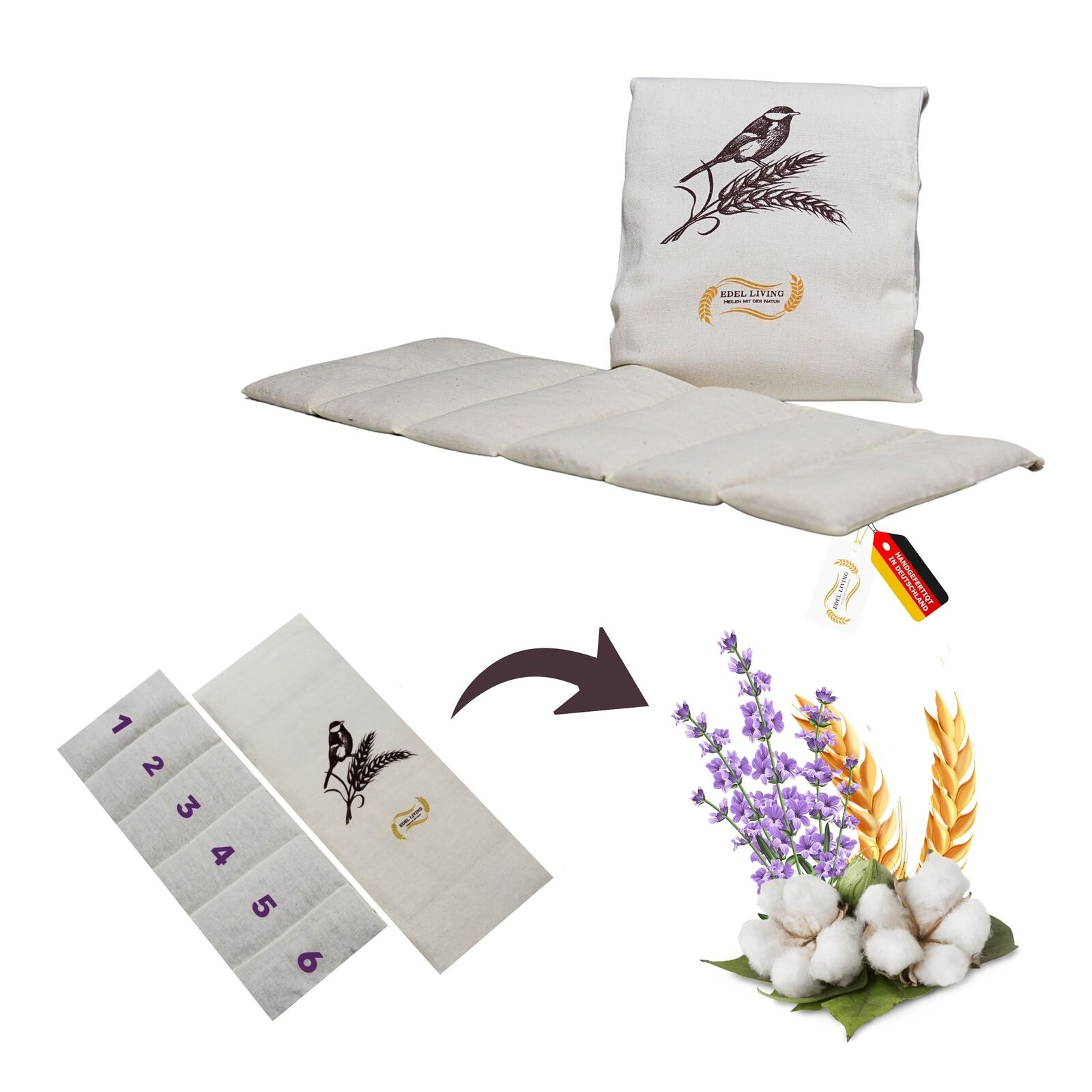 Edel Living - Cuscino grande (52 x 20 cm, 870 grammi), cuscino termico, (m9t)