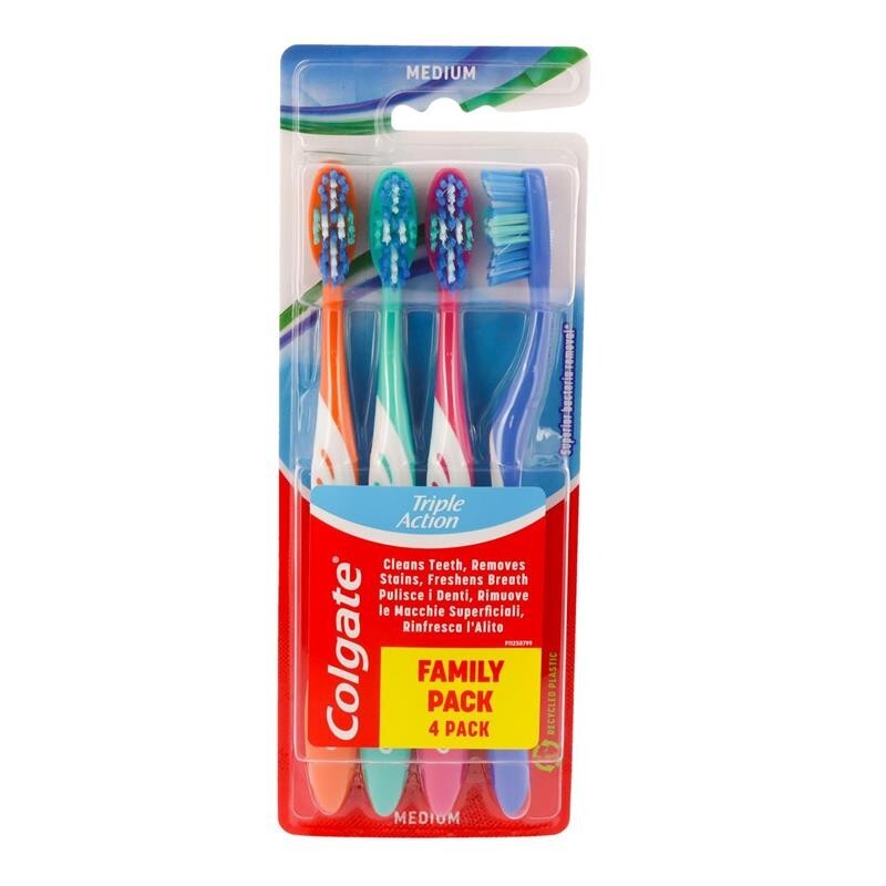 COLGATE SET 4 SPAZZOLINI TRIPLE ACTION A SETOLA MEDIA IN COLORI ASSORTITI