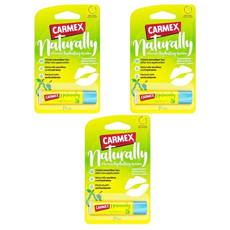3pz CARMEX NATURALLY LIP Balsamo labbra Lip Balm Pear pera 4,25g