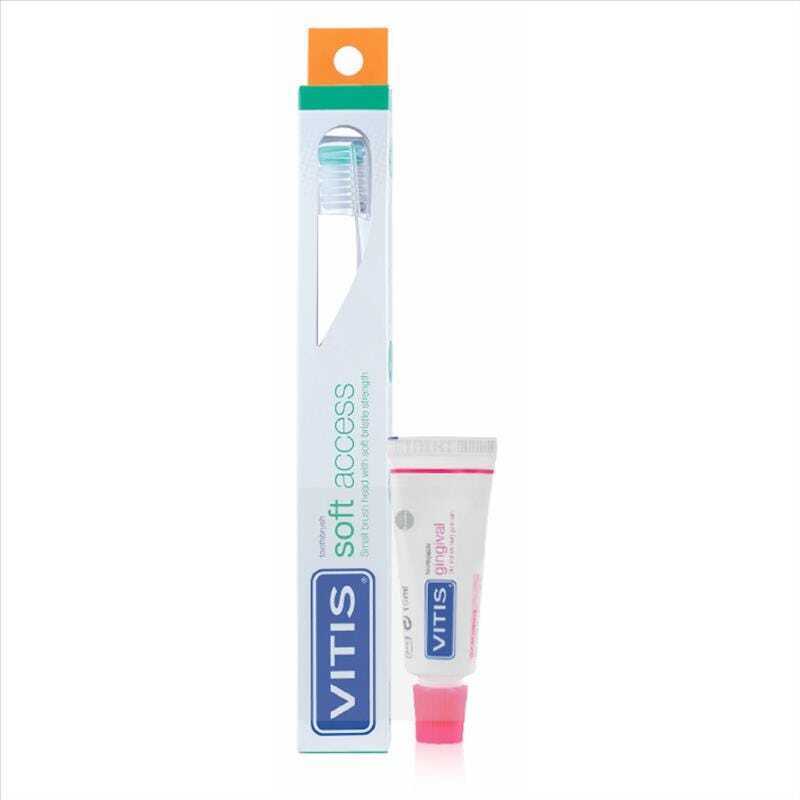 Vitis Soft Access Blister Spazzolino + Dentifricio per Gengive Delicate 15ml