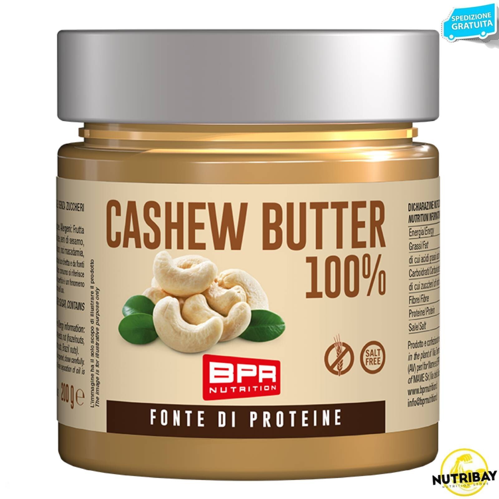 Bpr Nutrition Cashew Butter 100% - 200 gr. Puro burro di anacardi