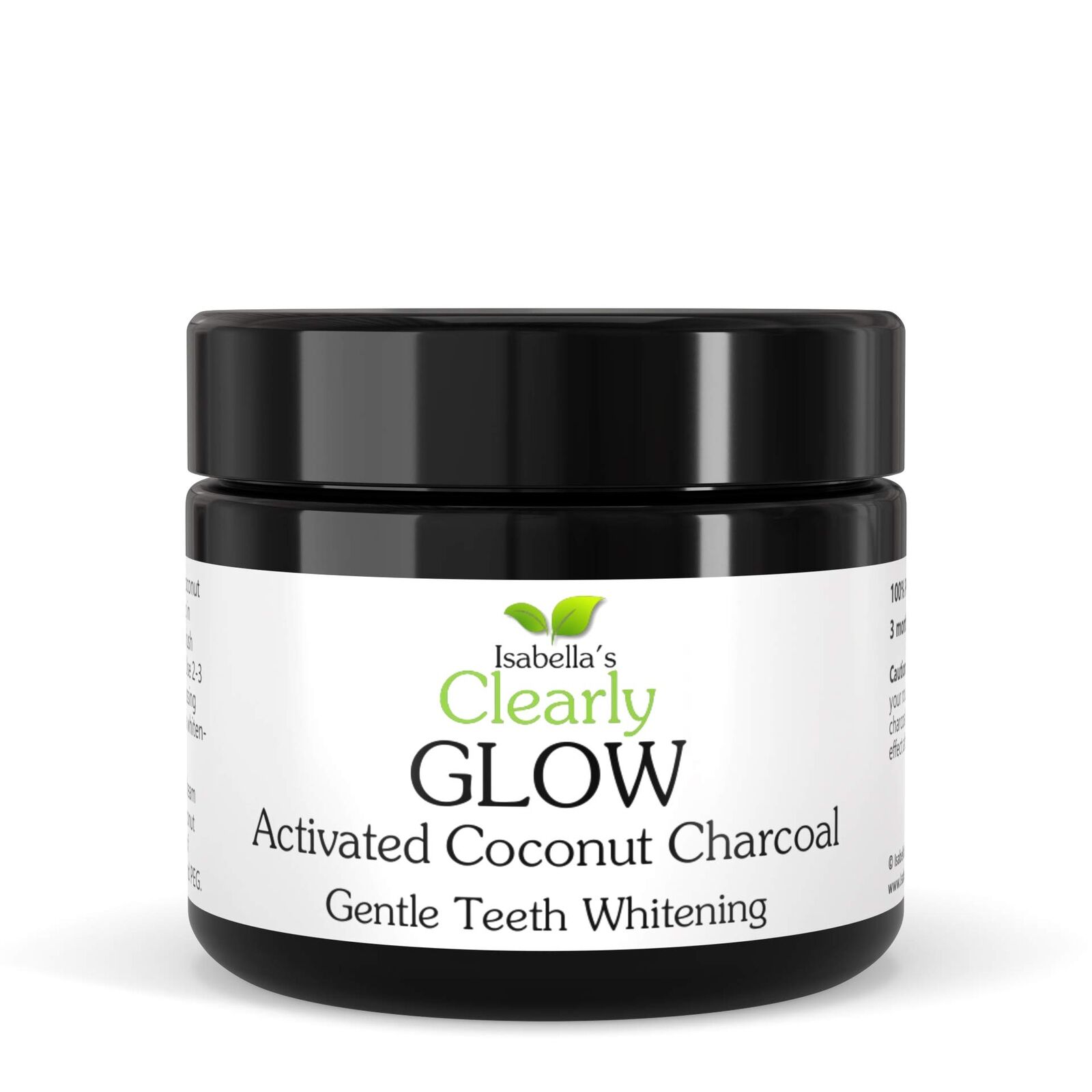Clearly GLOW cocco, polvere di carbone attivo sbiancante per i denti | (v5G)