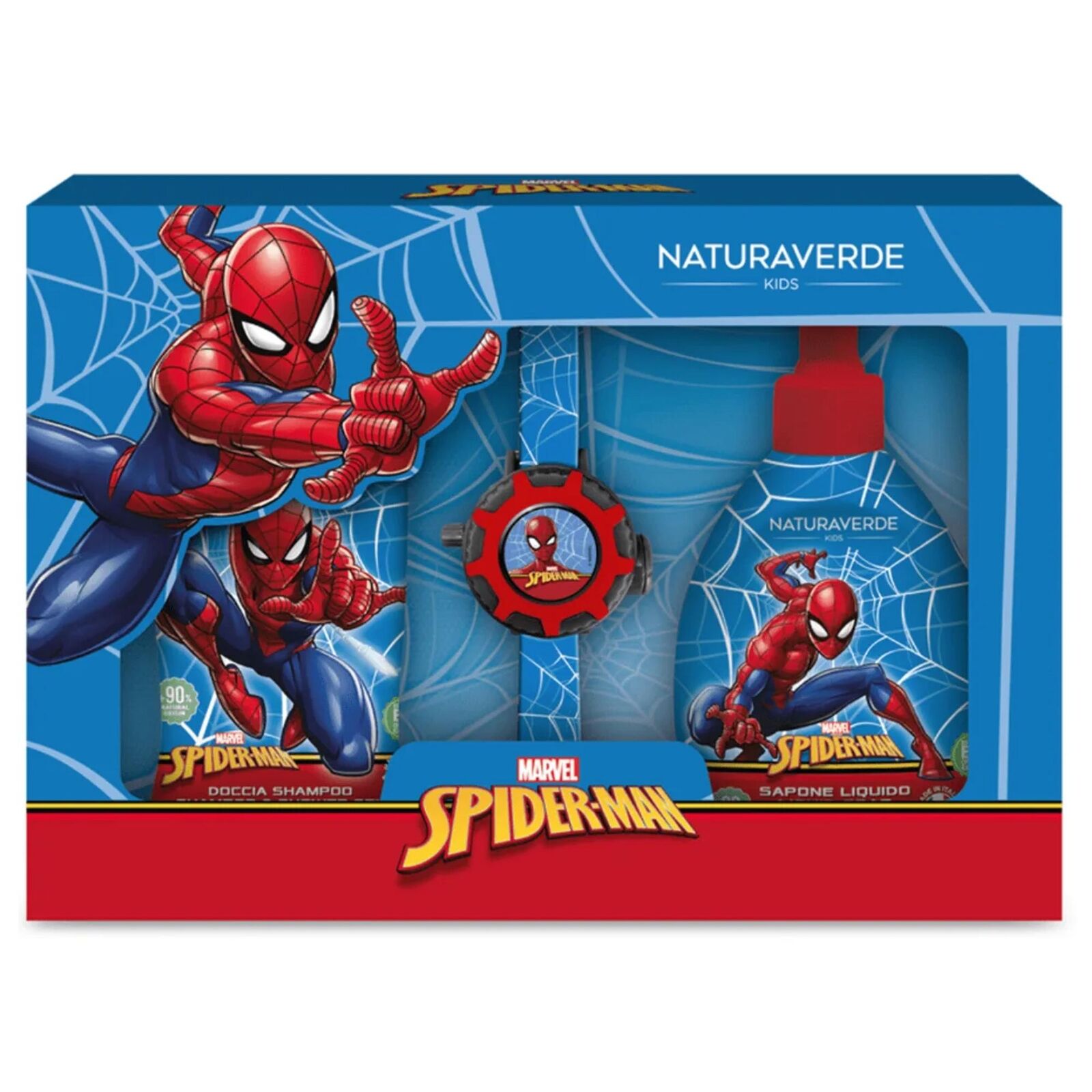 SPIDERMAN COFANETTO SAPONE SHOWER GEL E PROIETTORE DA POLSO PER BAMBINI