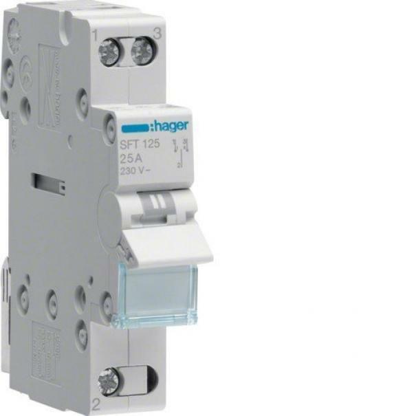 HAGER INTERRUTTORE COMMUTATORE 1-0-2 1 POLO 25A 1 MODULO COM A SFT125